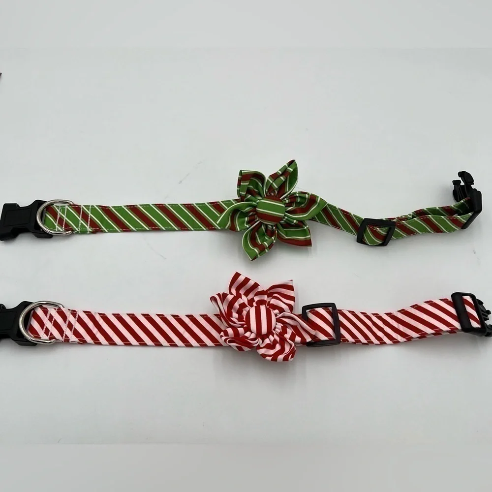 Malier Bandanas & Collar 2 Pack- Flower Red and Green Flower New